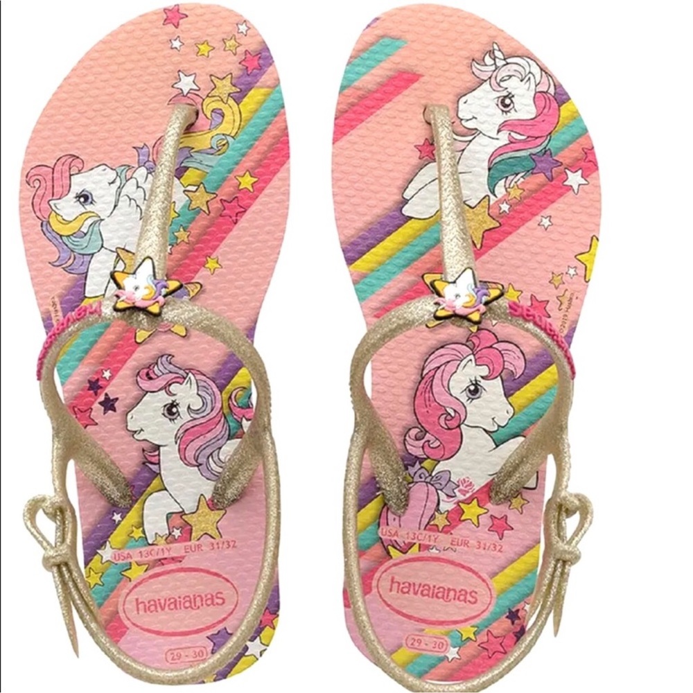 Havaianas Kids Unicorn Flip Flops - Pink and Gold